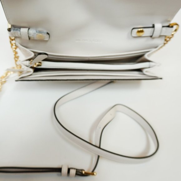 Michael Kors Jet Set Item large Wallet On A Chain Crossbody Bag MK White - Picture 5 of 8
